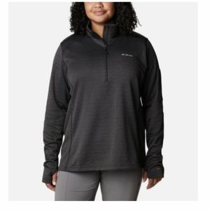 Columbia Park View Grid Half Zip Fleece - Plus Size 3X Black Heather